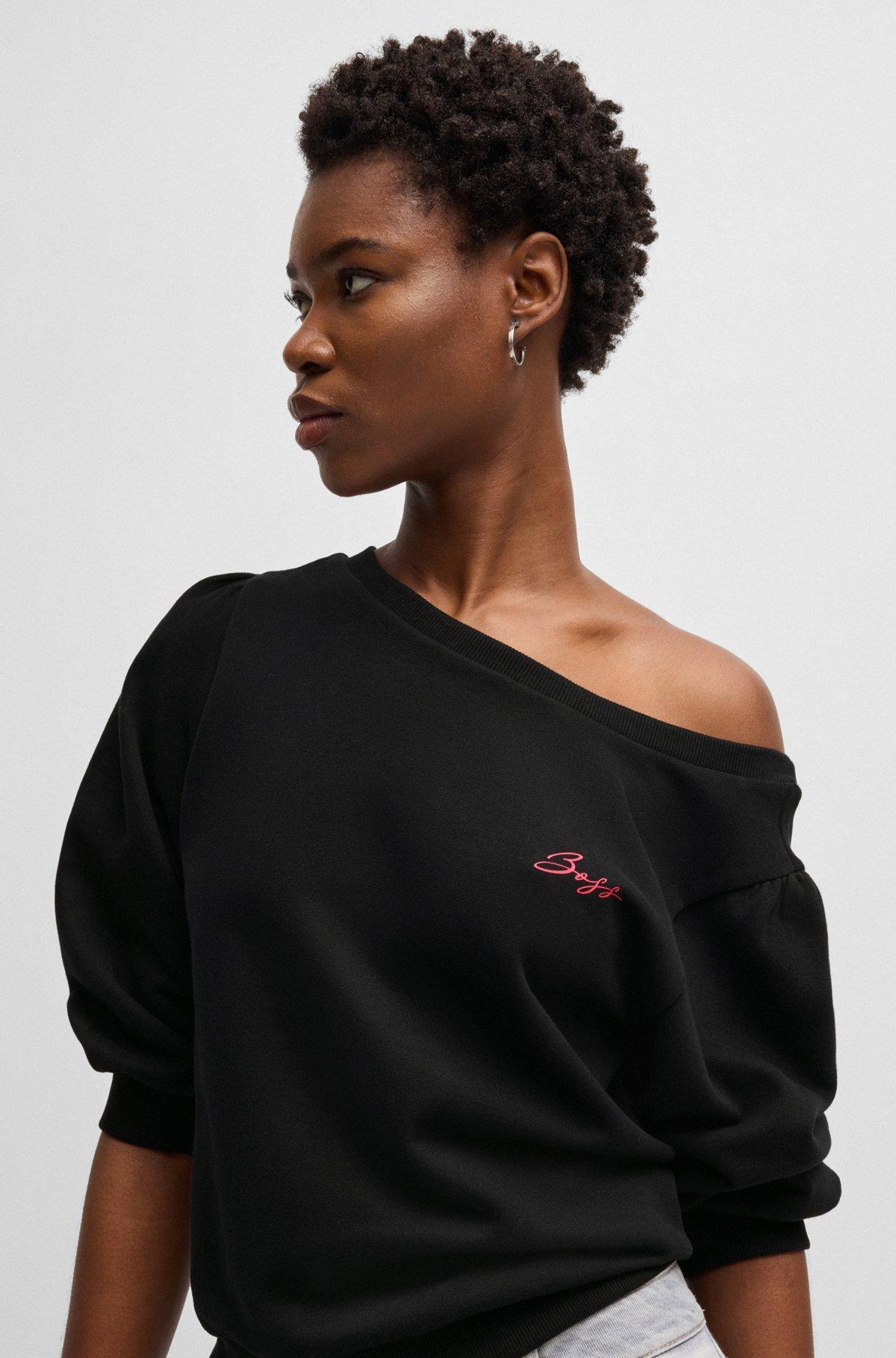 BOSS - Cotton-terry sweatshirt with logo detail - Black Product Image