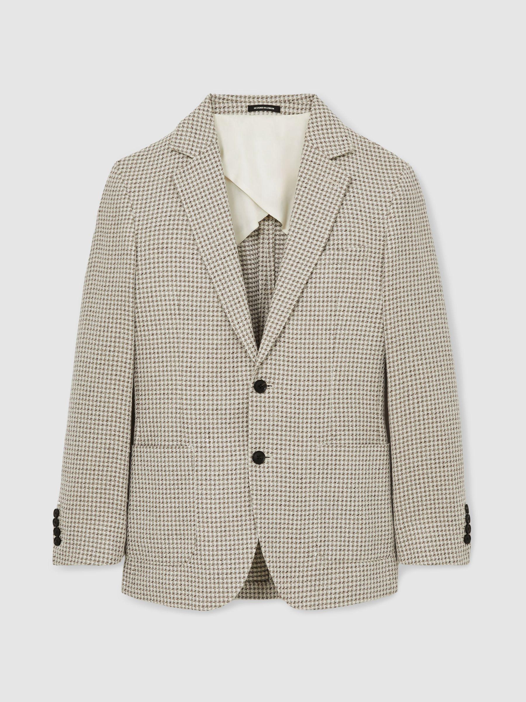 Slim-Fit Pinstripe Suit Trousers in Oatmeal/White Product Image