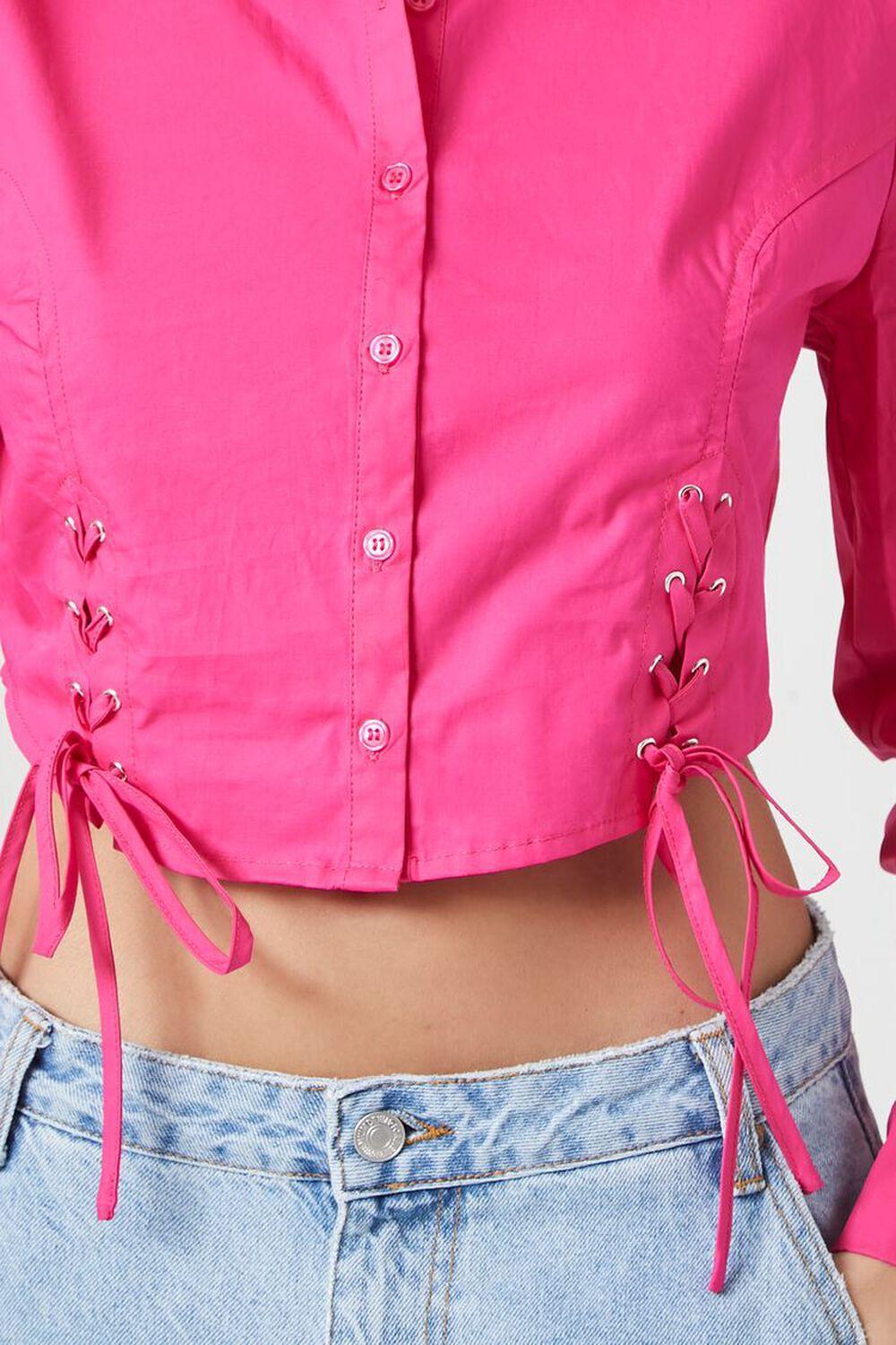 Lace-Up Cropped Shirt | Forever 21 Product Image