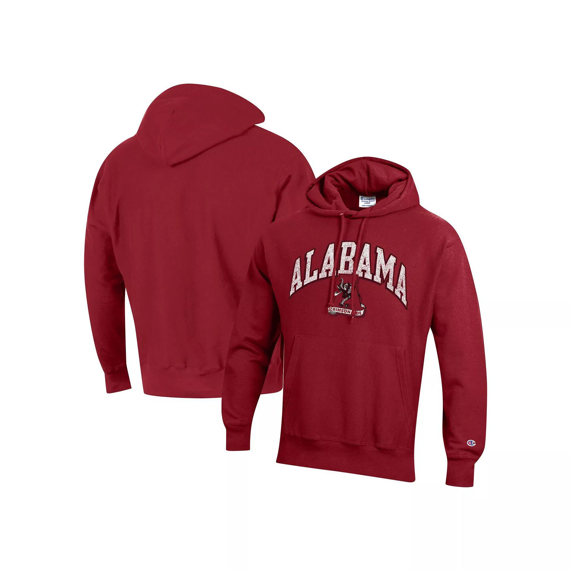 Mens Champion Crimson Alabama Crimson Tide Vault Late Night Reverse Weave Pullover Hoodie Product Image