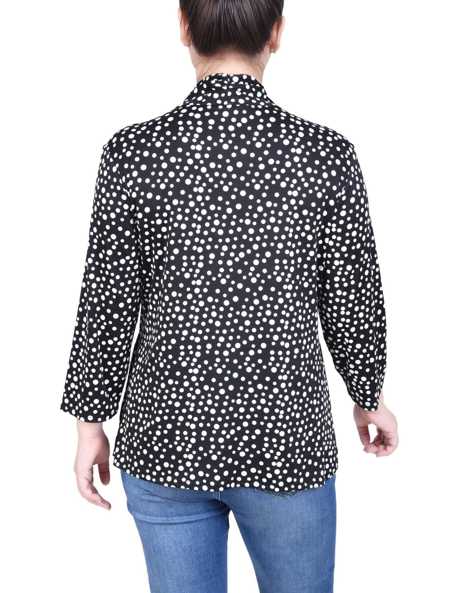 Puff Print 3/4 Sleeve Two-Fer Top - Petite Product Image