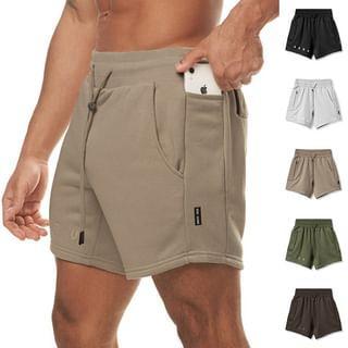 Drawstring Waist Plain Sweatshorts Product Image