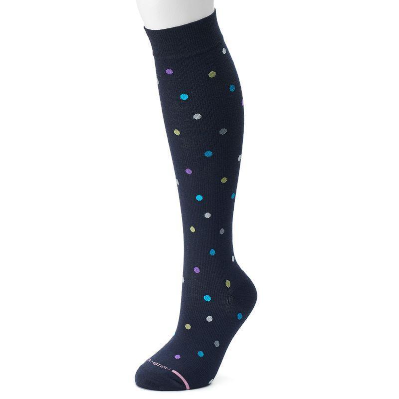 Dr. Motion Dotted Compression Knee-High Socks, Women's, Size: 9-11, Blue Product Image