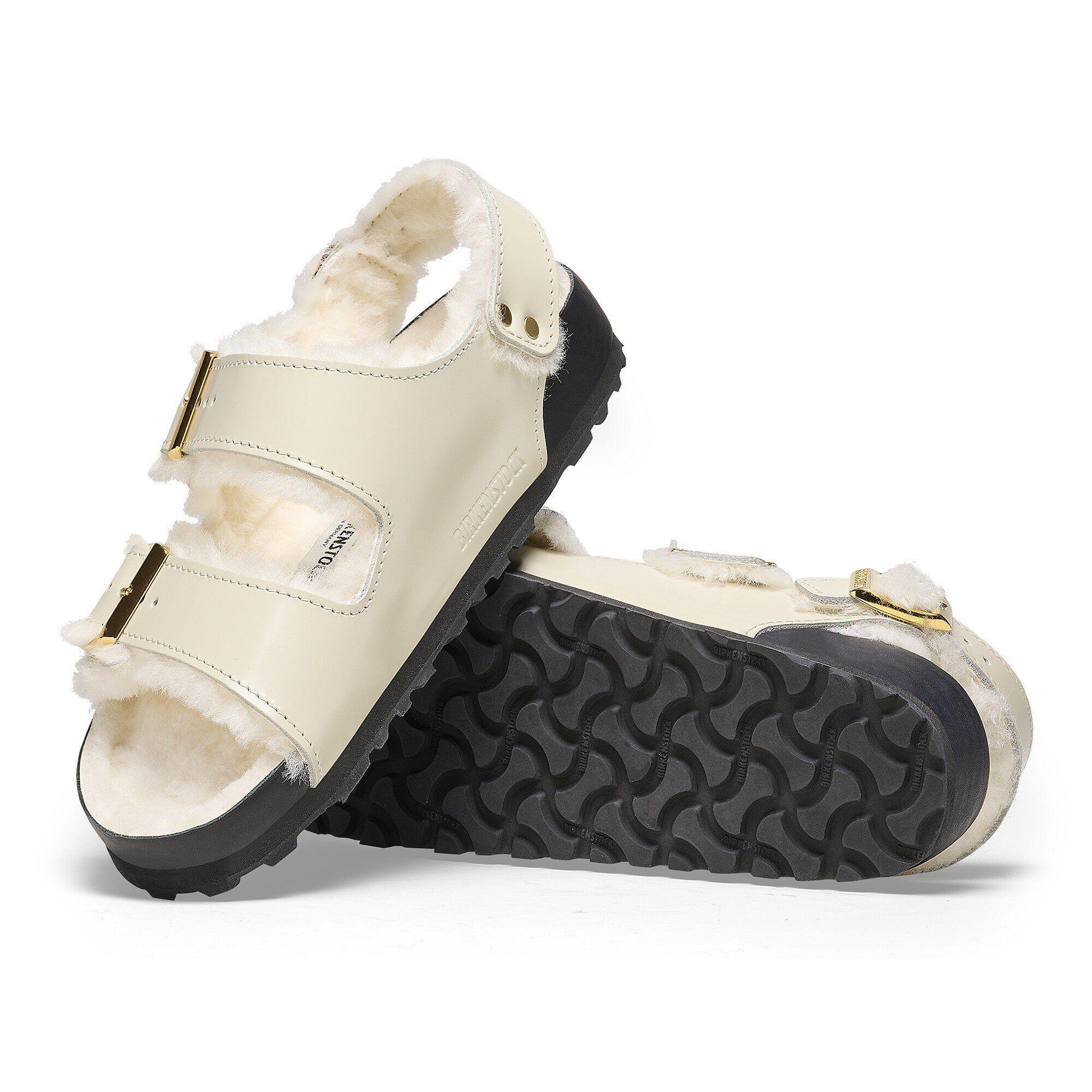 Milano Shearling Natural Leather-Shearling High Shine Ecru Product Image