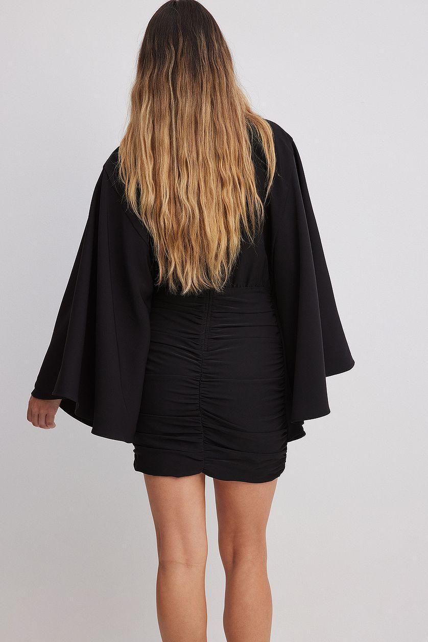 Wide Sleeve Draped Mini Dress Product Image