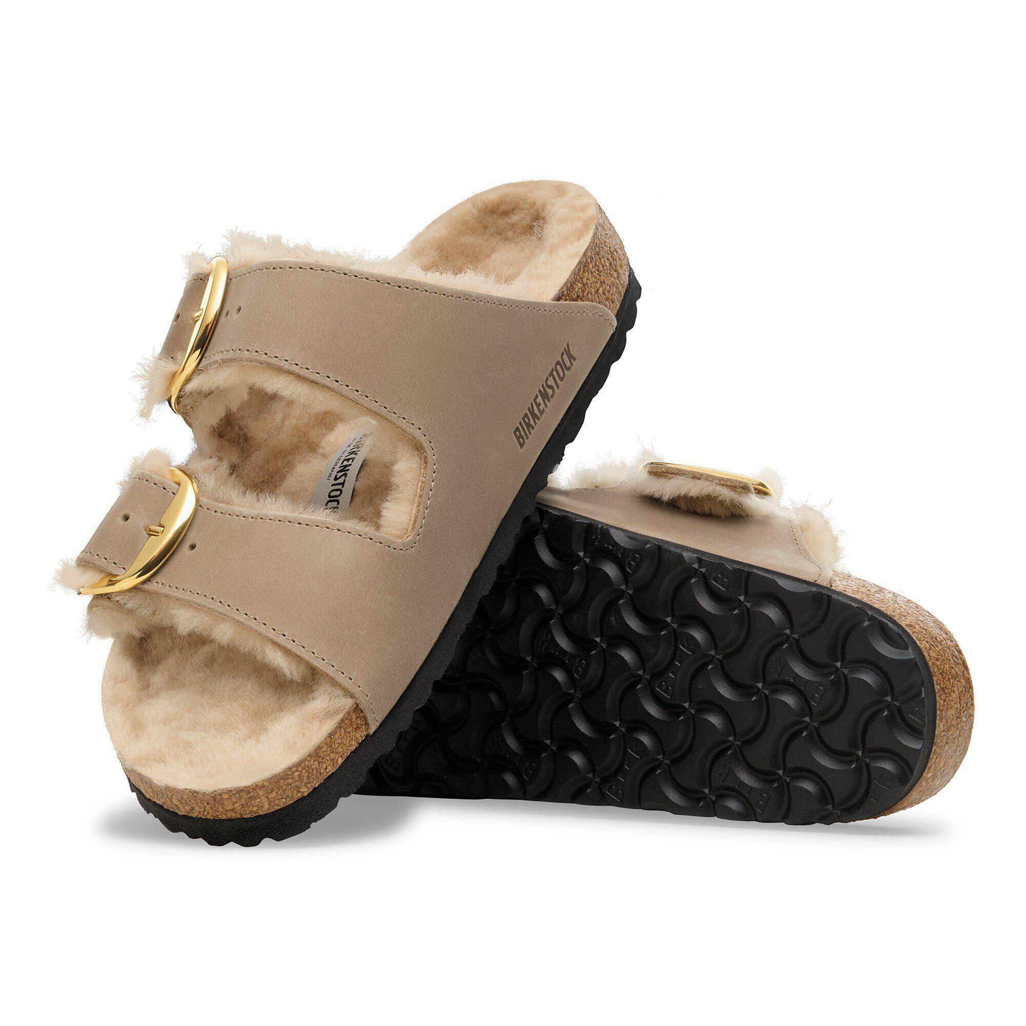 Arizona Big Buckle Shearling Oiled Leather Tobacco Brown Product Image
