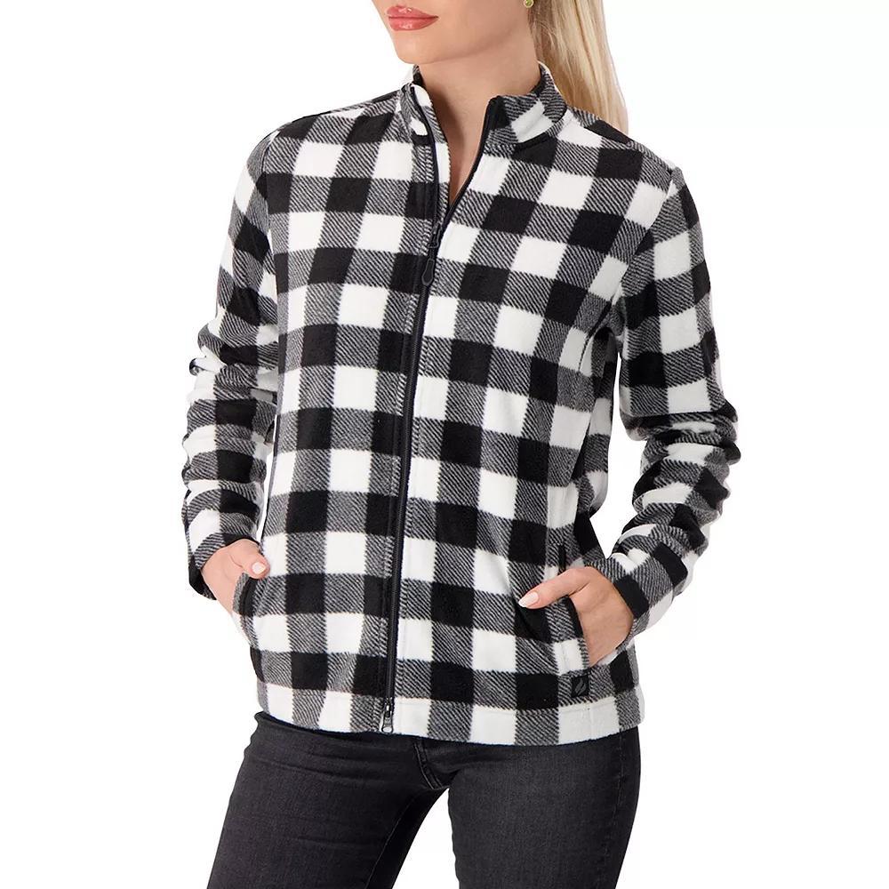 Women's Heat Holders Jada Original Super Brushed Fleece Double Zipper Plaid Jacket, Size: Large, Black White Product Image