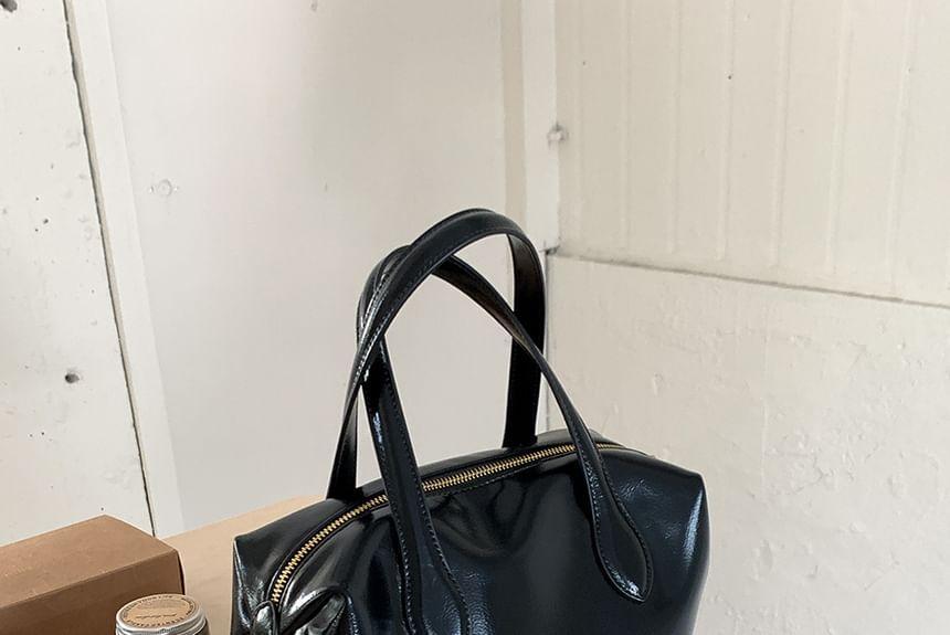 Faux Leather Bowler Bag Product Image