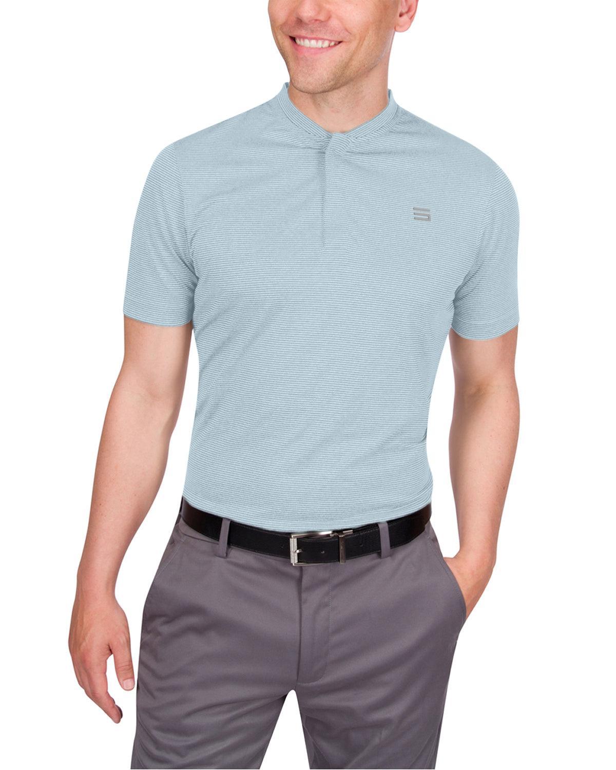 Three Sixty Six Men's Thin-Striped Collarless Golf Polos Product Image