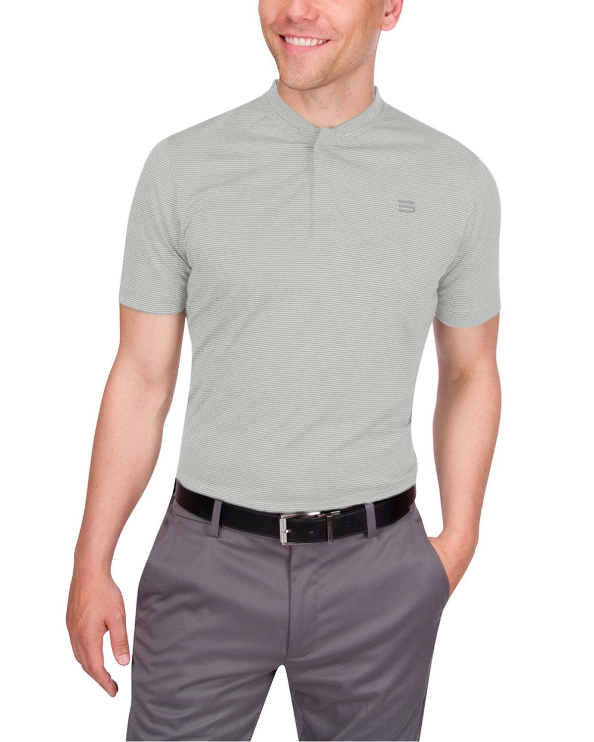 Three Sixty Six Men's Thin-Striped Collarless Golf Polos Product Image