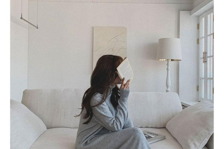 Long Sleeve Turtleneck Plain Midi Sweater Dress Product Image