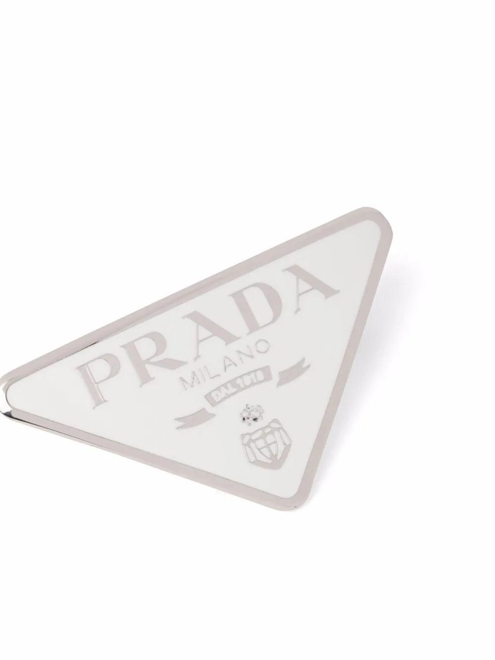PRADA Triangle Logo Hairclip In White Product Image