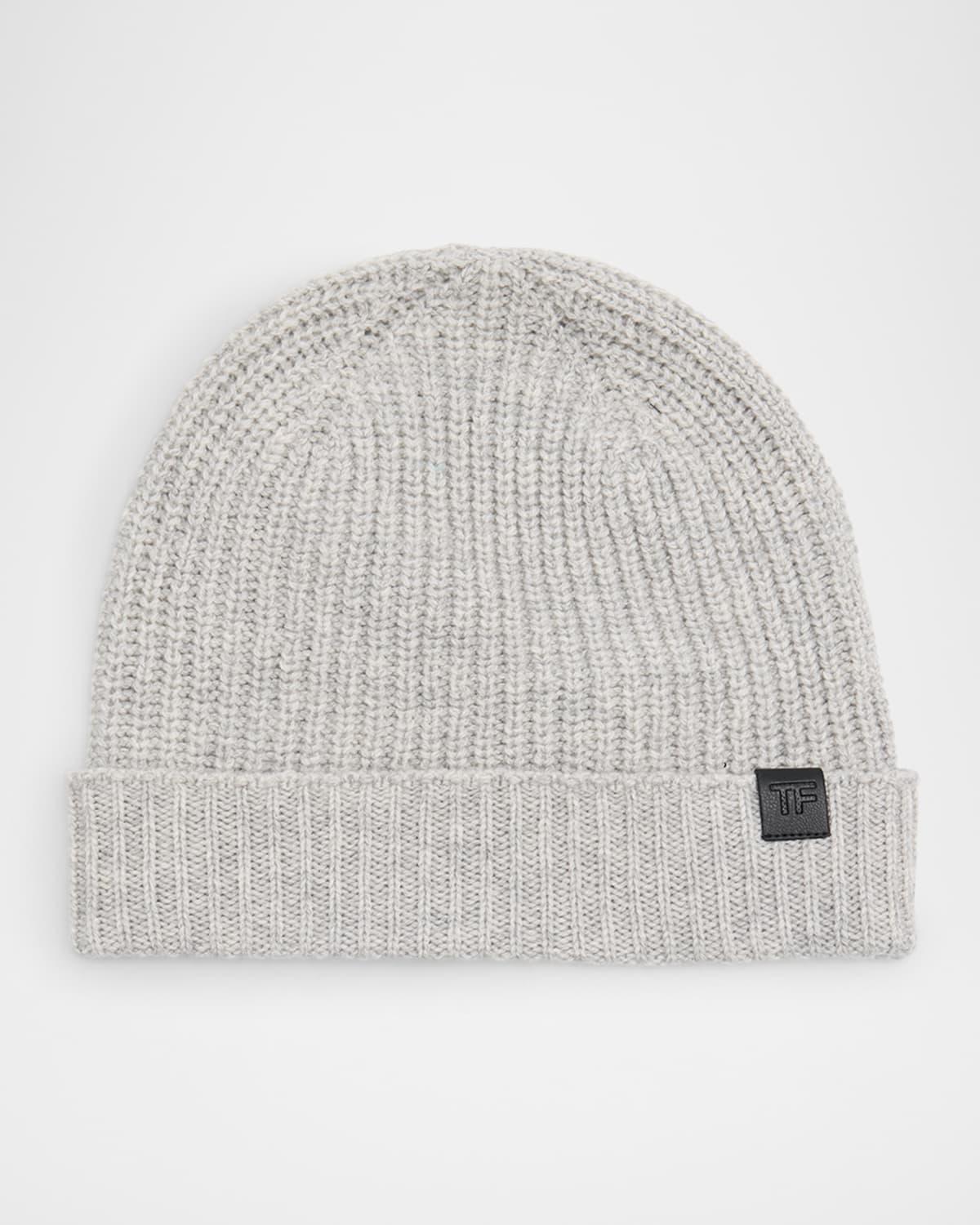 Mens Cashmere Ribbed Beanie Hat Product Image