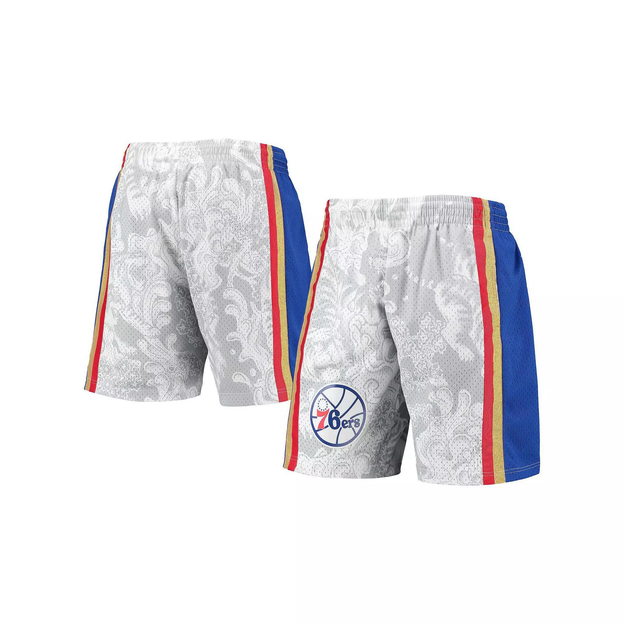 Men's Mitchell & Ness White Philadelphia 76ers Hardwood Classics Lunar New Year Swingman Shorts, Size: 4XL, 76r White Product Image