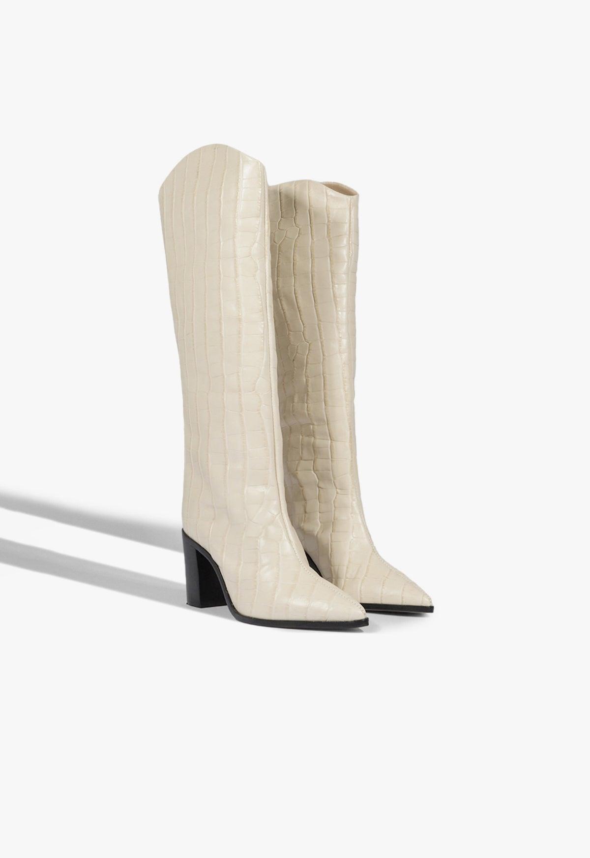 Maryana Block Crocodile-Embossed Leather Boot Product Image