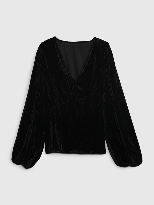 Velvet Balloon Sleeve Top Product Image