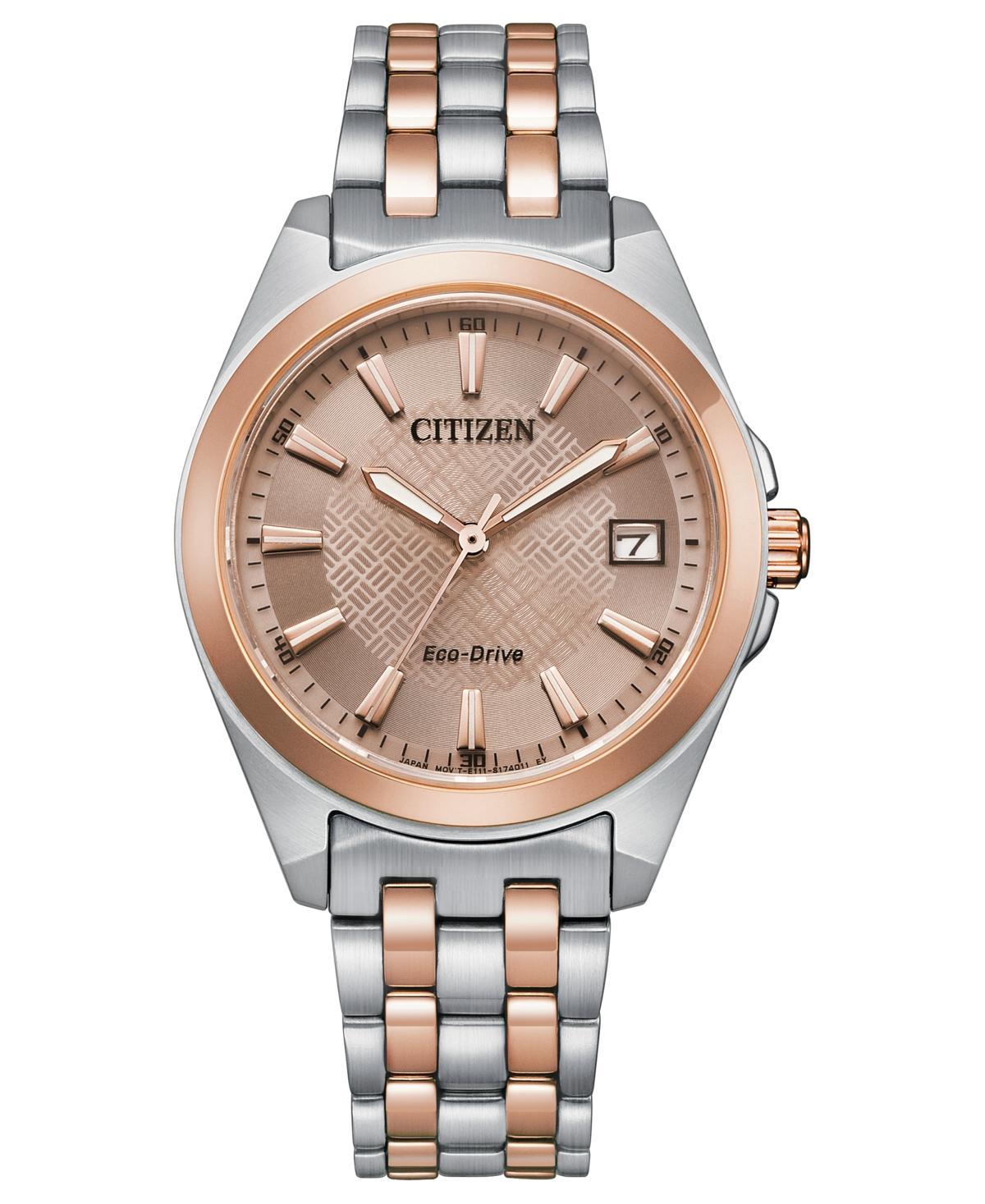Citizen Eco-Drive Womens Corso Two-Tone Stainless Steel Bracelet Watch - EO1226-59X Rose Tone Silver Product Image