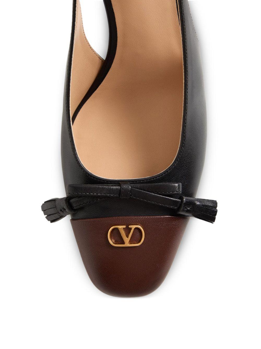 VALENTINO GARAVANI Vlogo 65 Tasseled Two-tone Leather Slingback Pumps In Black Product Image