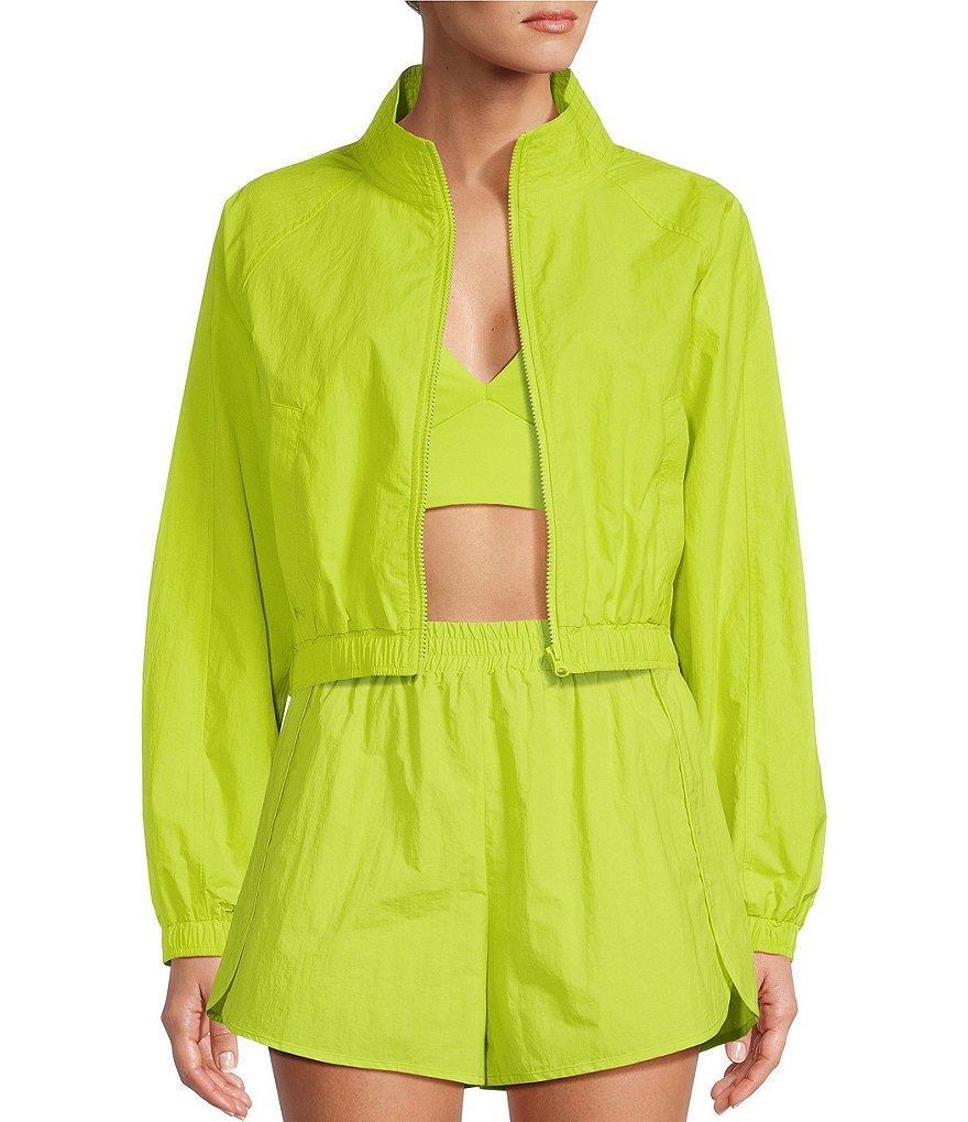 Antonio Melani Active Aspire Parachute Crinkle Water Resistant Crop Zip Front Pocketed Coordinating Windbreaker Jacket Product Image