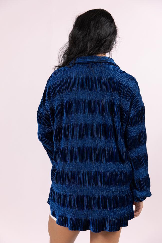My Fave Song Blue Velvet Button Front Shirt FINAL SALE Product Image