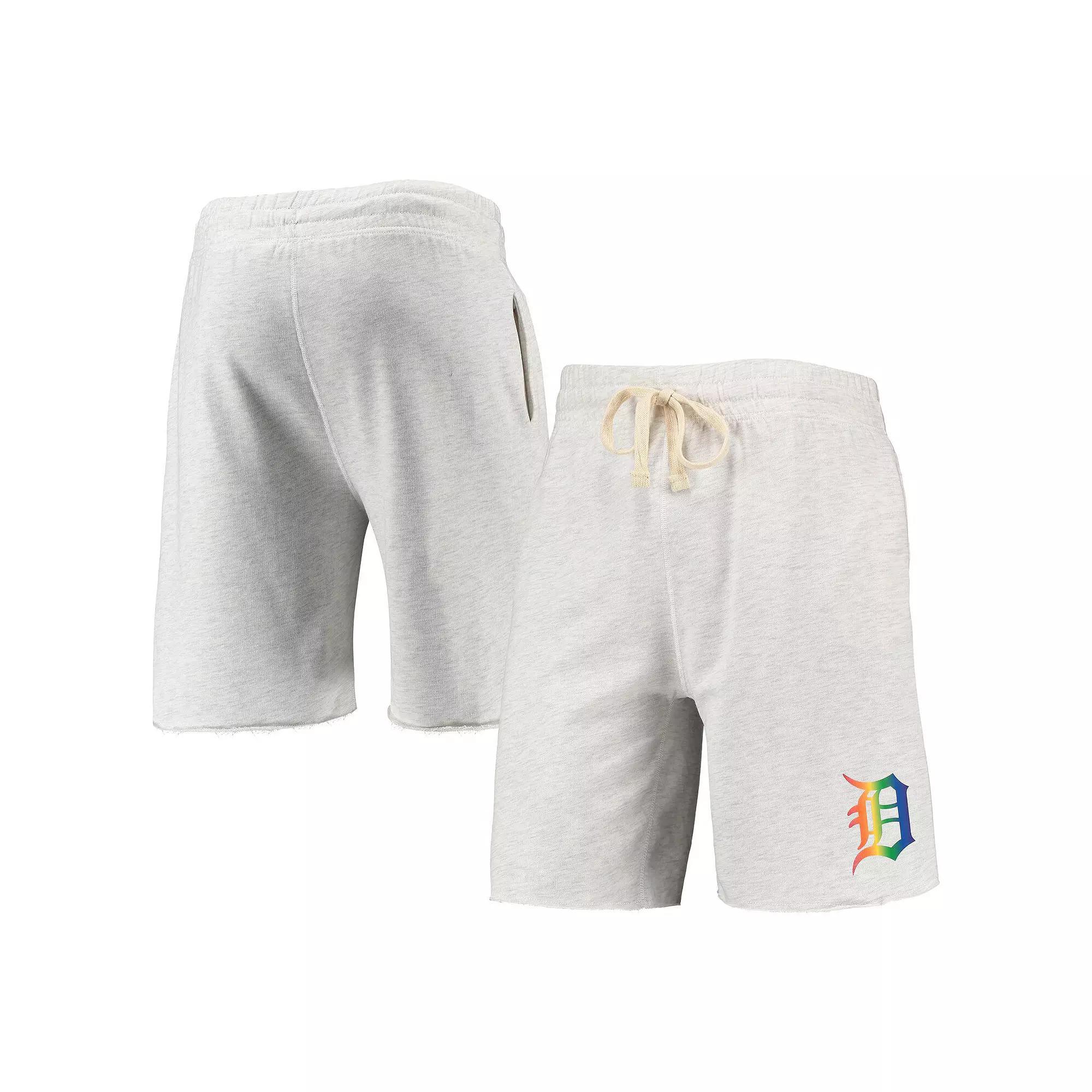 Men's Concepts Sport Oatmeal Detroit Tigers Mainstream Logo Terry Tri-Blend Shorts, Size: XL, Team Product Image