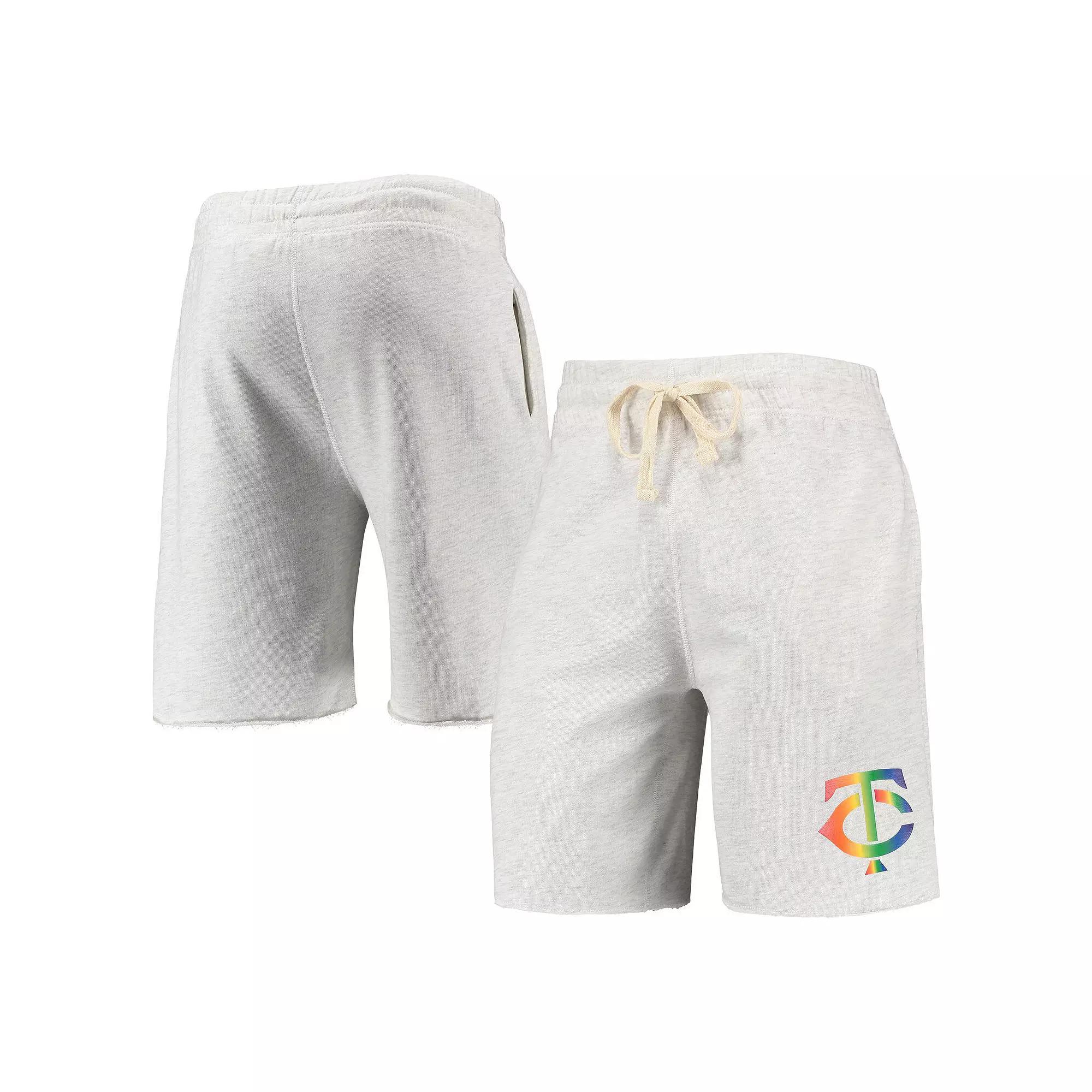 Men's Concepts Sport Oatmeal Minnesota Twins Mainstream Logo Terry Tri-Blend Shorts, Size: Medium, Team Product Image