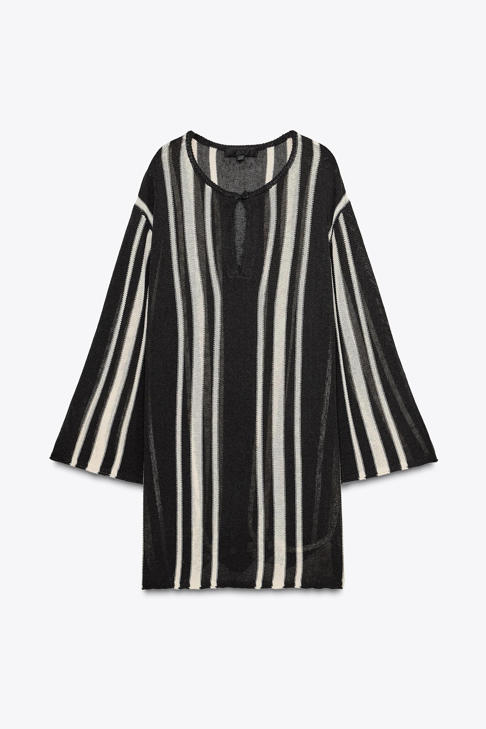 STRIPED KNIT TUNIC WITH LINEN Product Image