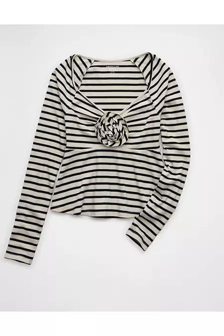 AE Long-Sleeve Rose Babydoll Shirt Women's Product Image