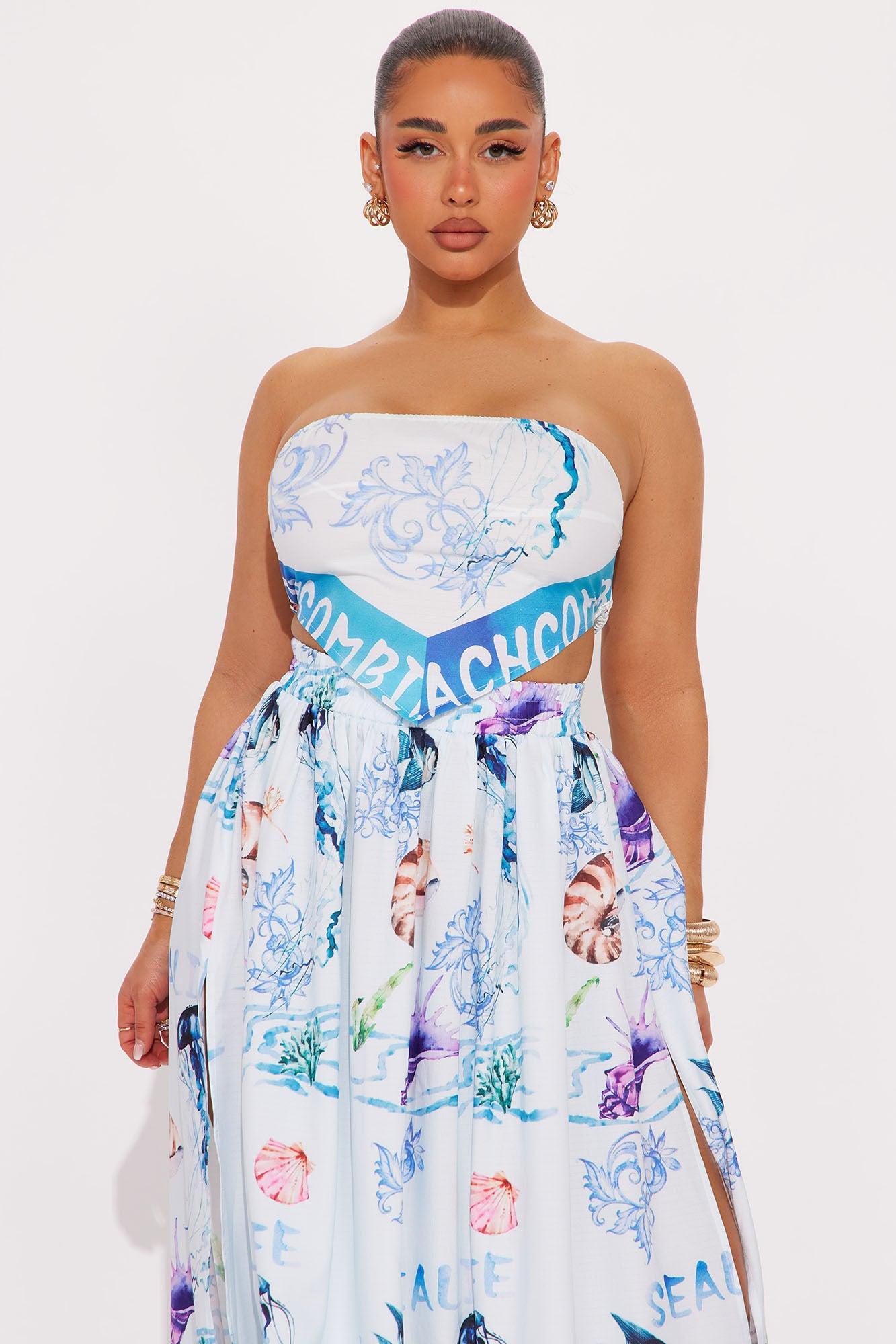 Sea Moment Maxi Skirt Set - Blue/combo Product Image