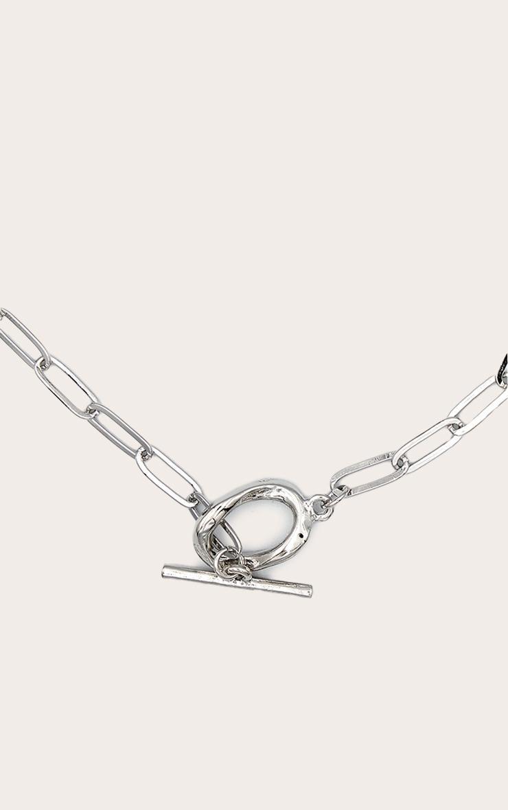 Silver Link Chain T-bar Necklace Product Image