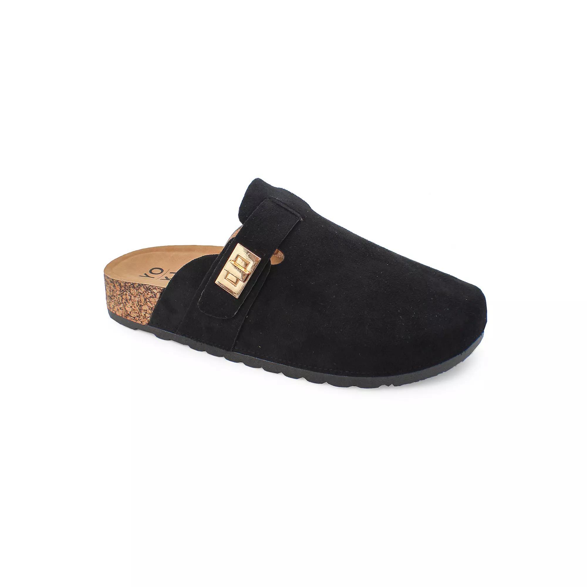 Yoki Gila-103 Women's Faux Suede Slip On Clogs, Size: 7, Black Product Image