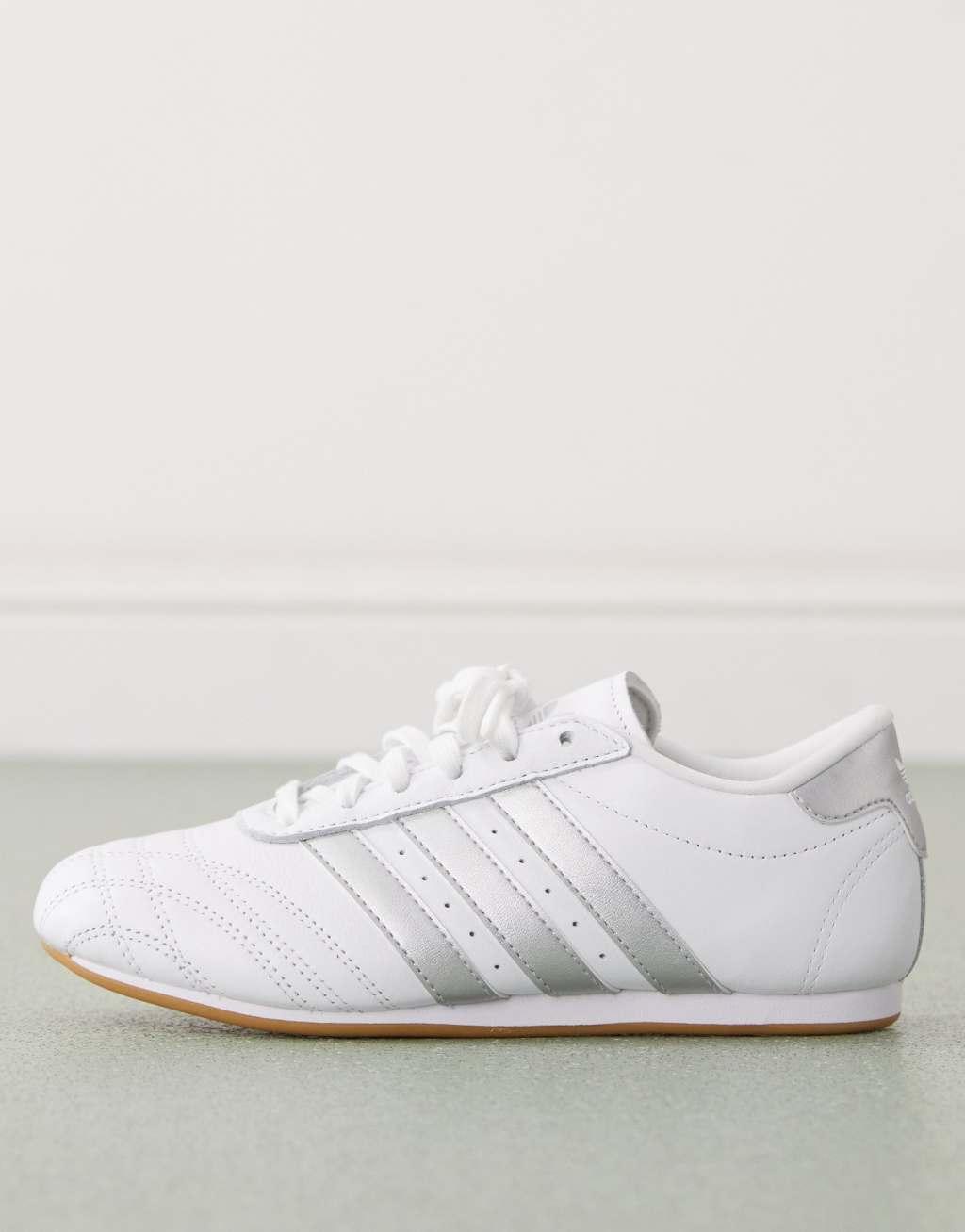 adidas Originals Taekwondo lace up sneakers in white and silver Product Image