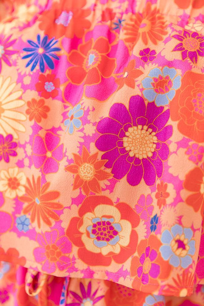 Tossing Petals Multi Retro Floral Printed Romper SALE Product Image