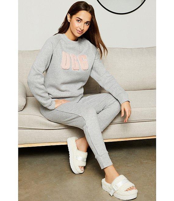 UGG® Madeline Fuzzy Logo Long Sleeve Coordinating Lounge Sweatshirt Product Image