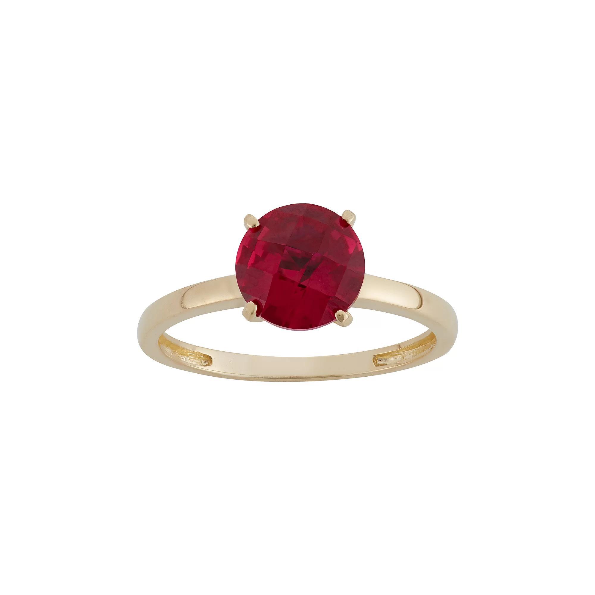 Designs by Gioelli Lab-Created Ruby 10k Gold Ring, Women's, Size: 5, Red Product Image
