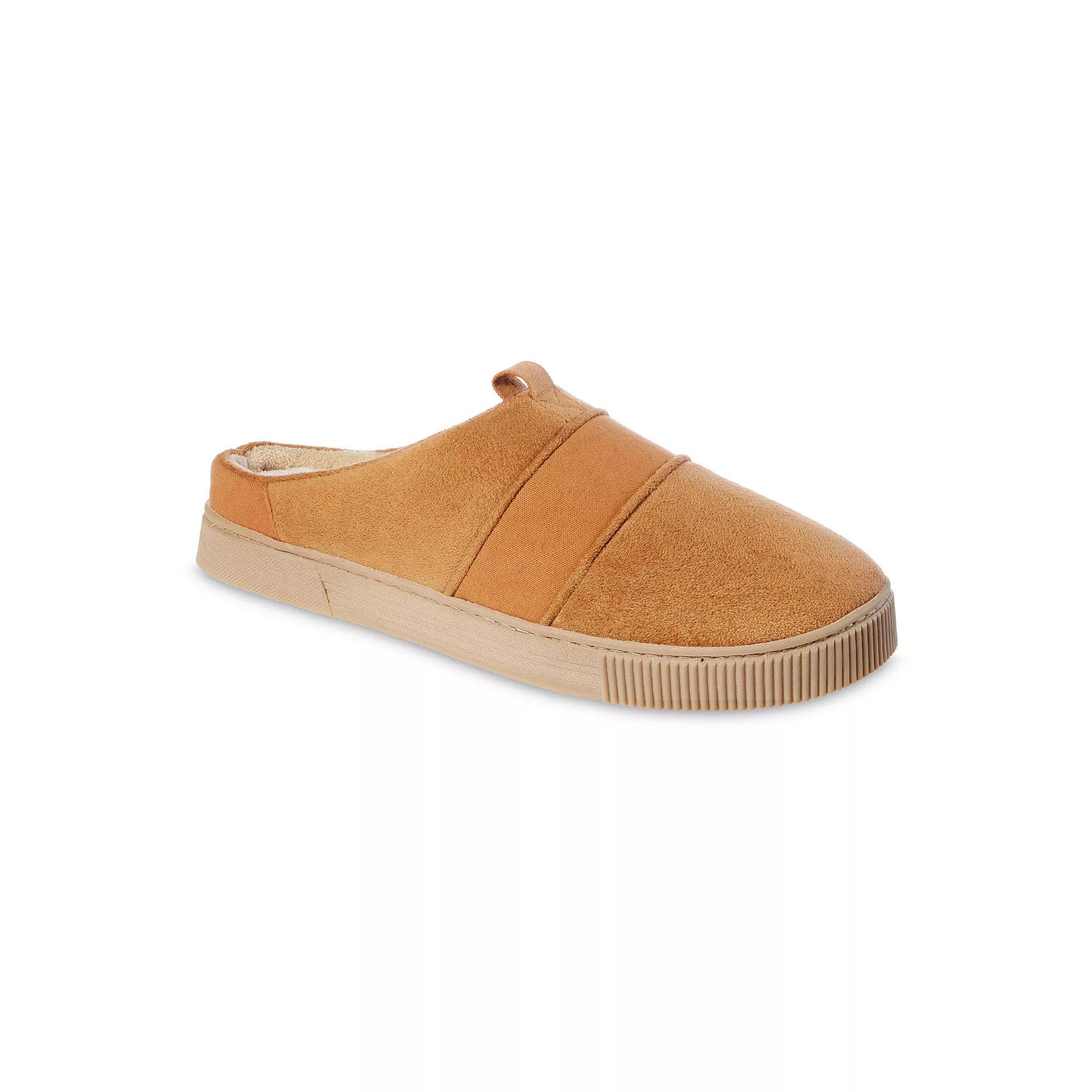 Isotoner Men's Emmett Microsuede & Canvas Hoodback Slippers - Cognac XL Product Image