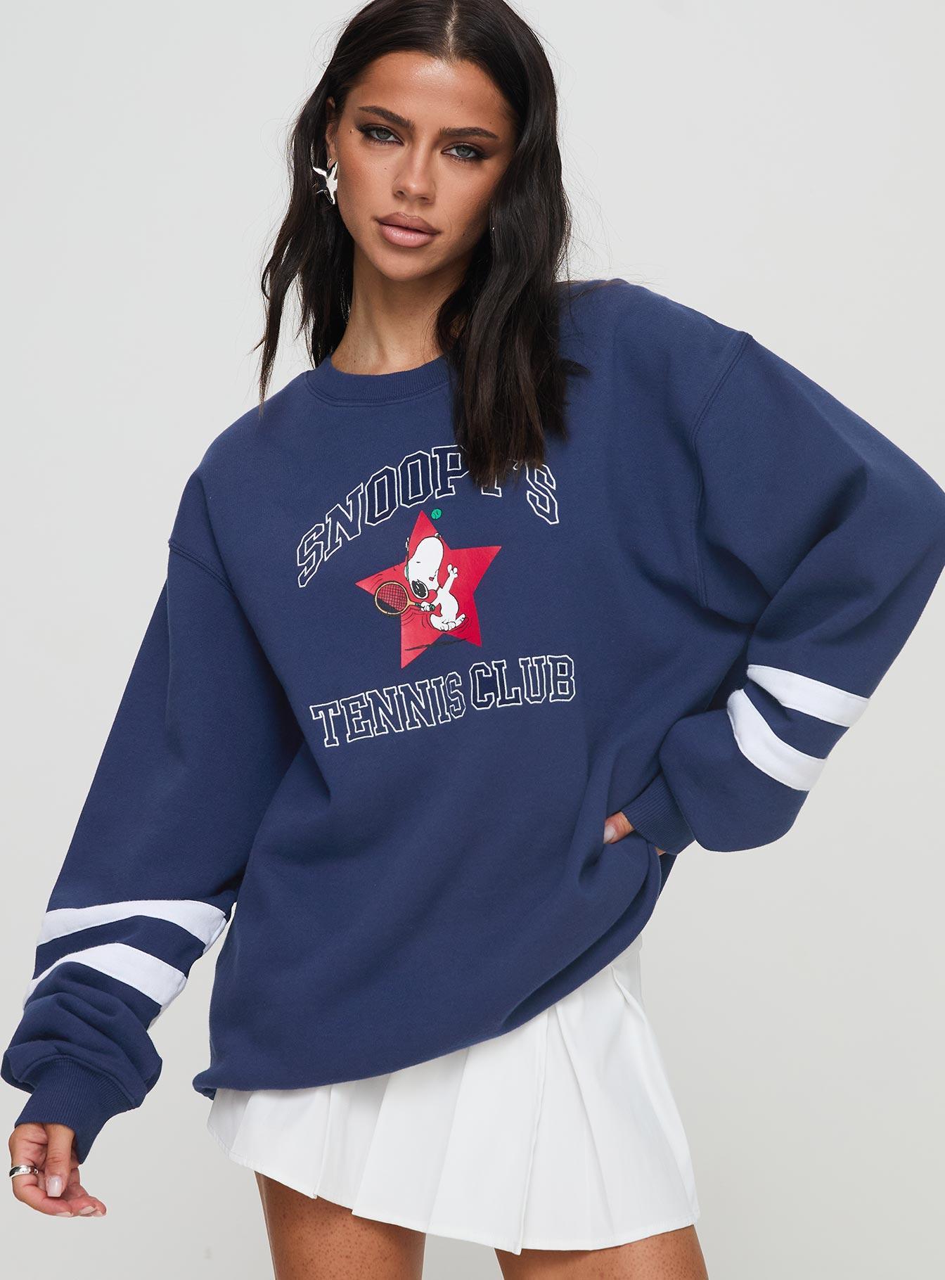 Snoopy Star Tennis Club Sweater Navy Product Image