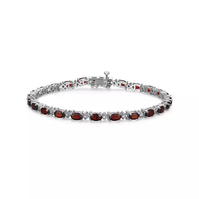 Sterling Silver Birthstone Diamond Accent Tennis Bracelet, Women's, Size: 7.25", Genuine Red January Product Image