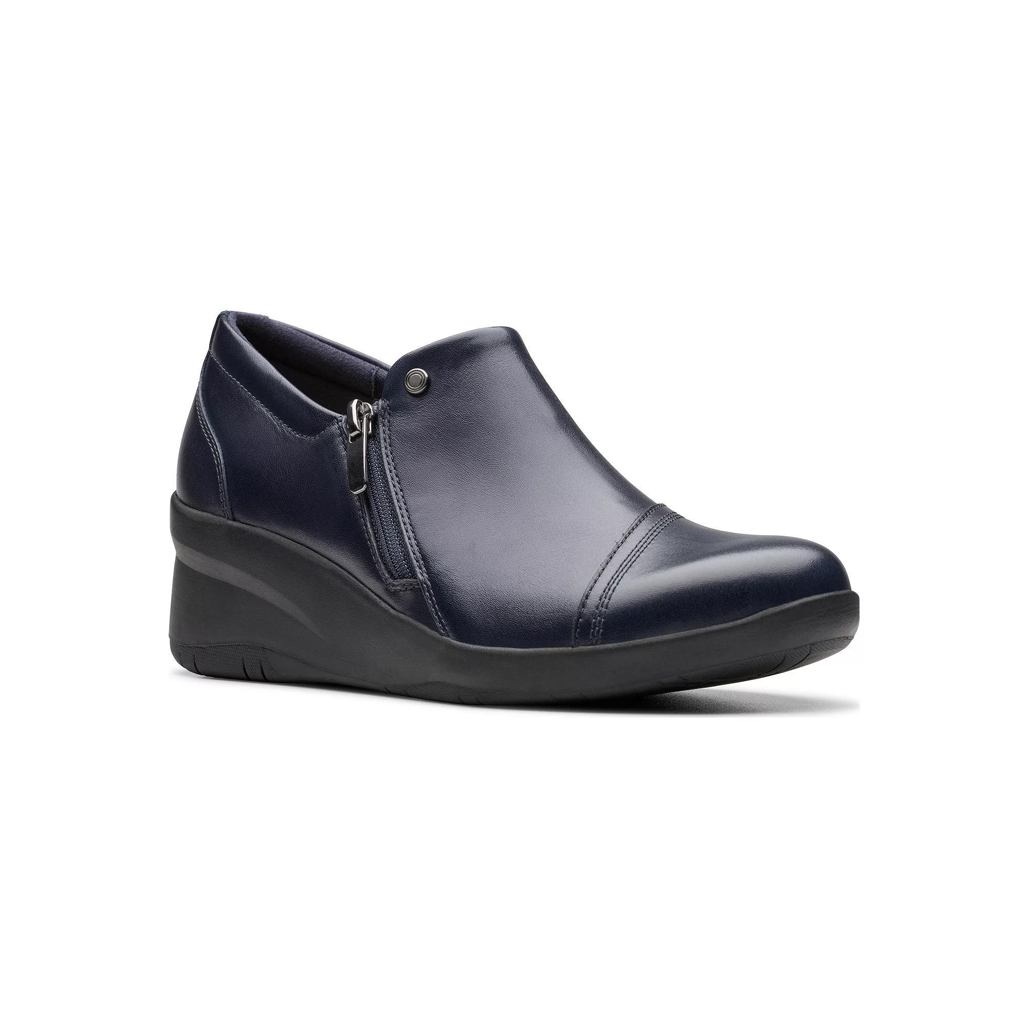 Clarks® Suttyn Zip Women's Leather Wedge Shoes, Size: 11, Blue Product Image