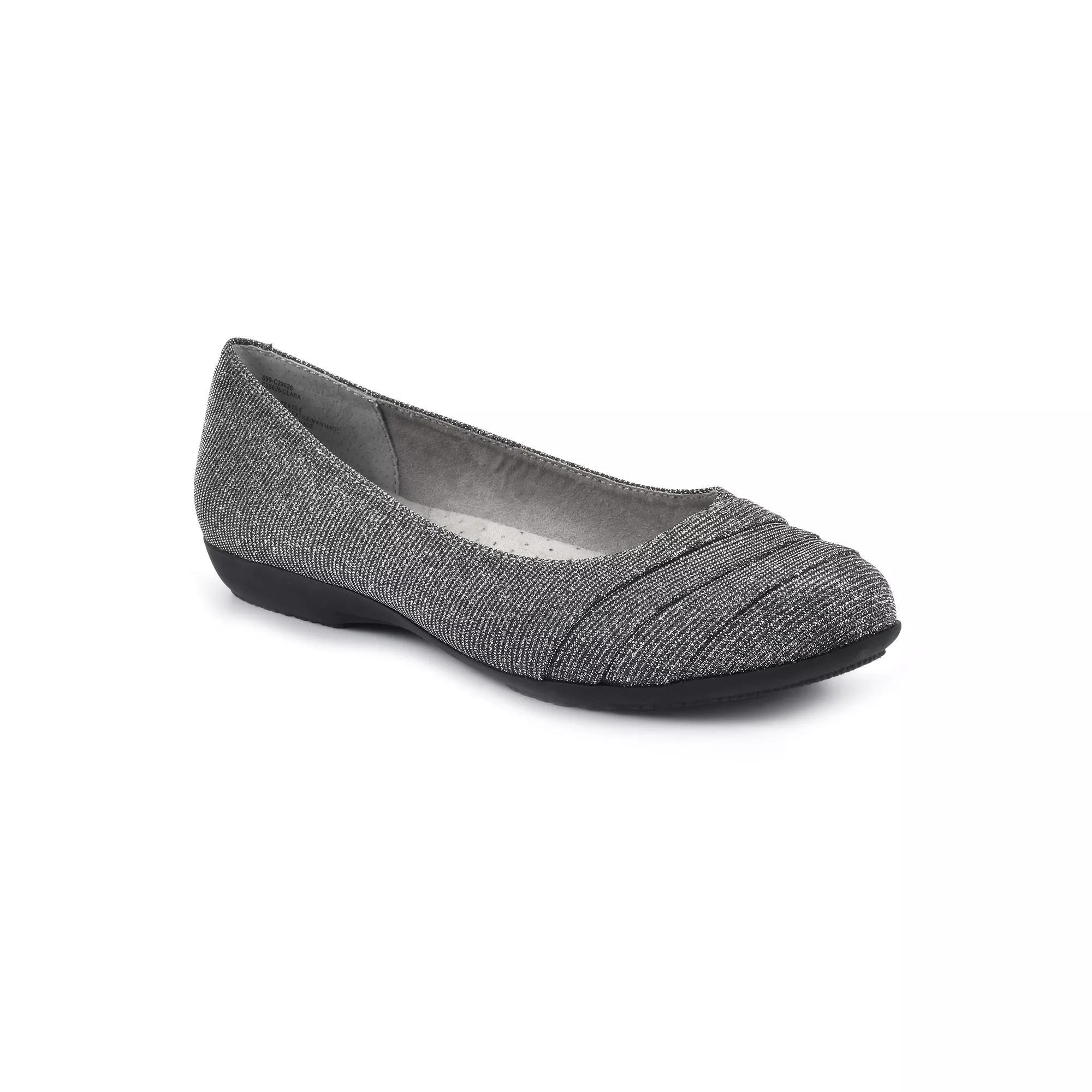 Cliffs by White Mountain Clara Women's Ballet Flats, Size: 8 Wide, Silver Glitter Fabric Product Image
