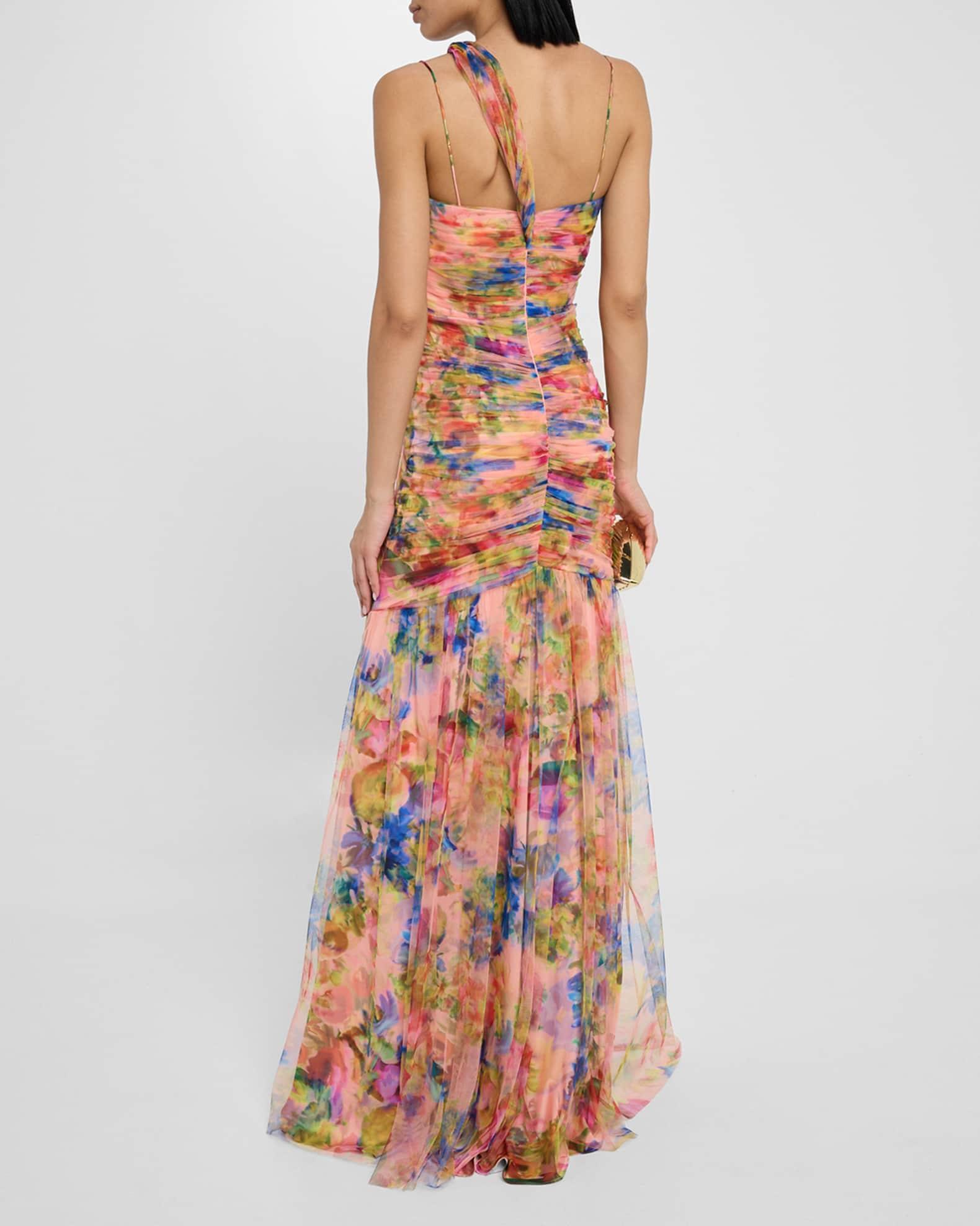 Macie Ruched Floral-Print Tulle Gown Product Image