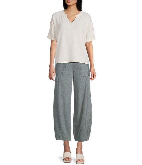 Blu Pepper V-Neck Short Sleeve Contrast Stitch T-Shirt Product Image