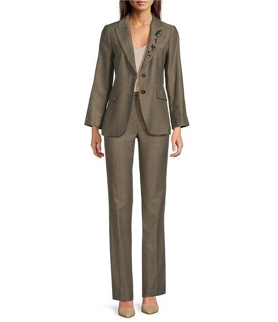 Marella Twill Crystal Lapel Notch Lapel Two Button Kaki Jacket Product Image