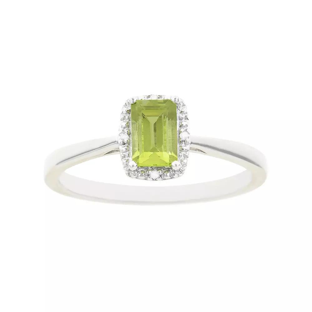 Celebration Gems Sterling Silver Aquamarine & Diamond Accent Rectangle Halo Ring, Womens Product Image