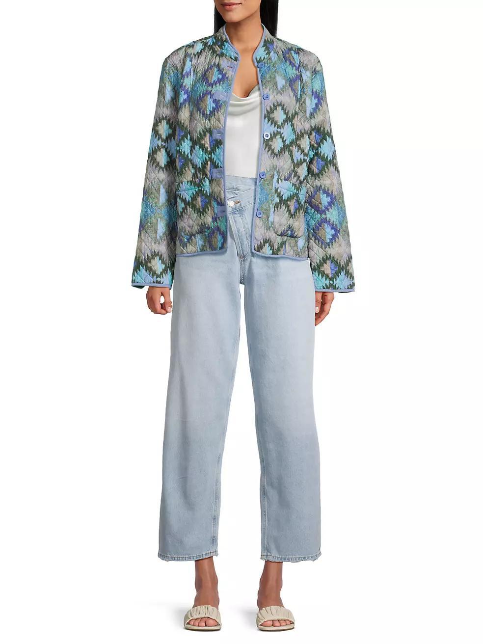 Andy Geometric Quilted Button-Up Jacket Product Image