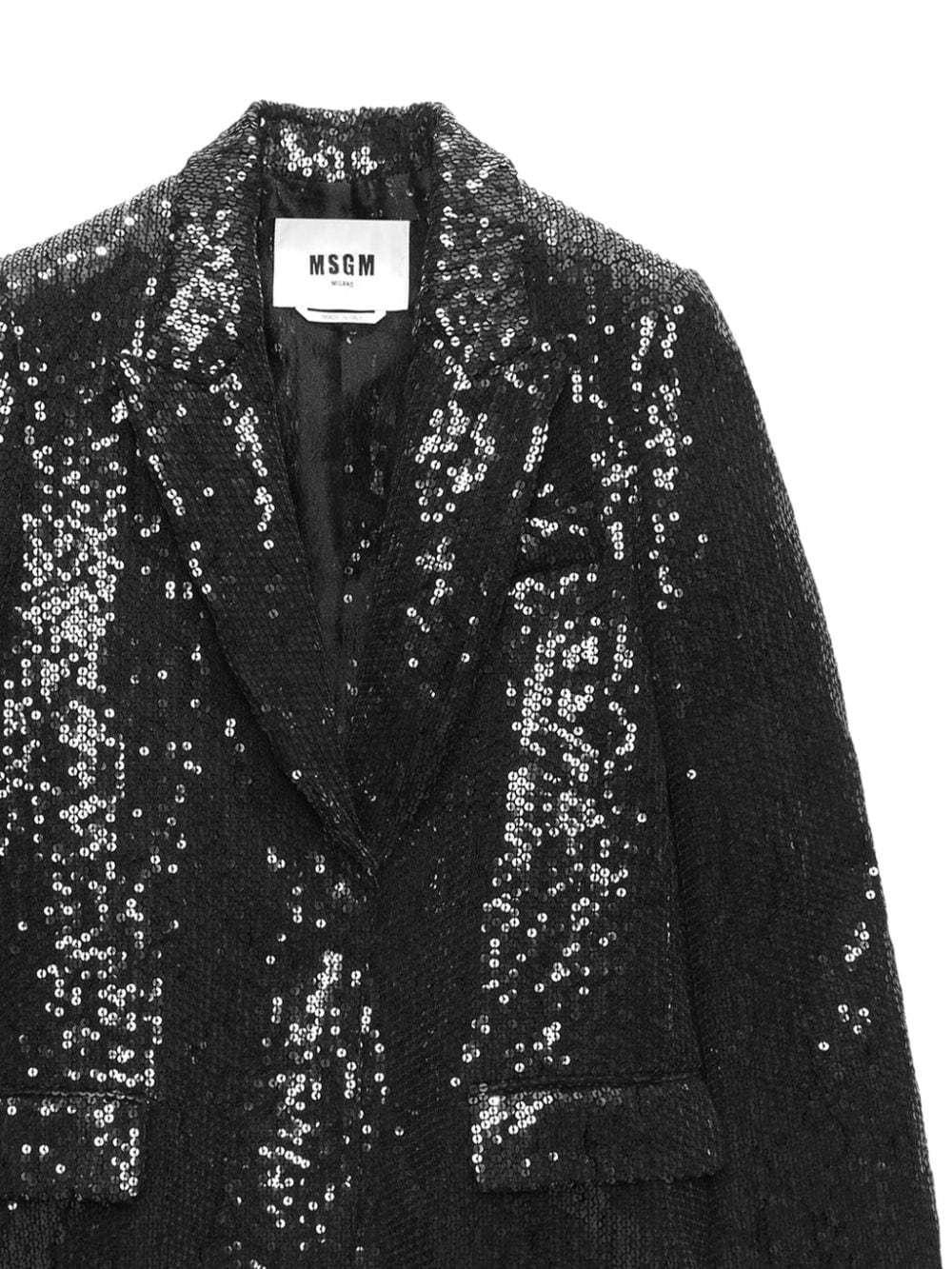 MSGM Sequin-embellished Single-breasted Blazer In Black Product Image