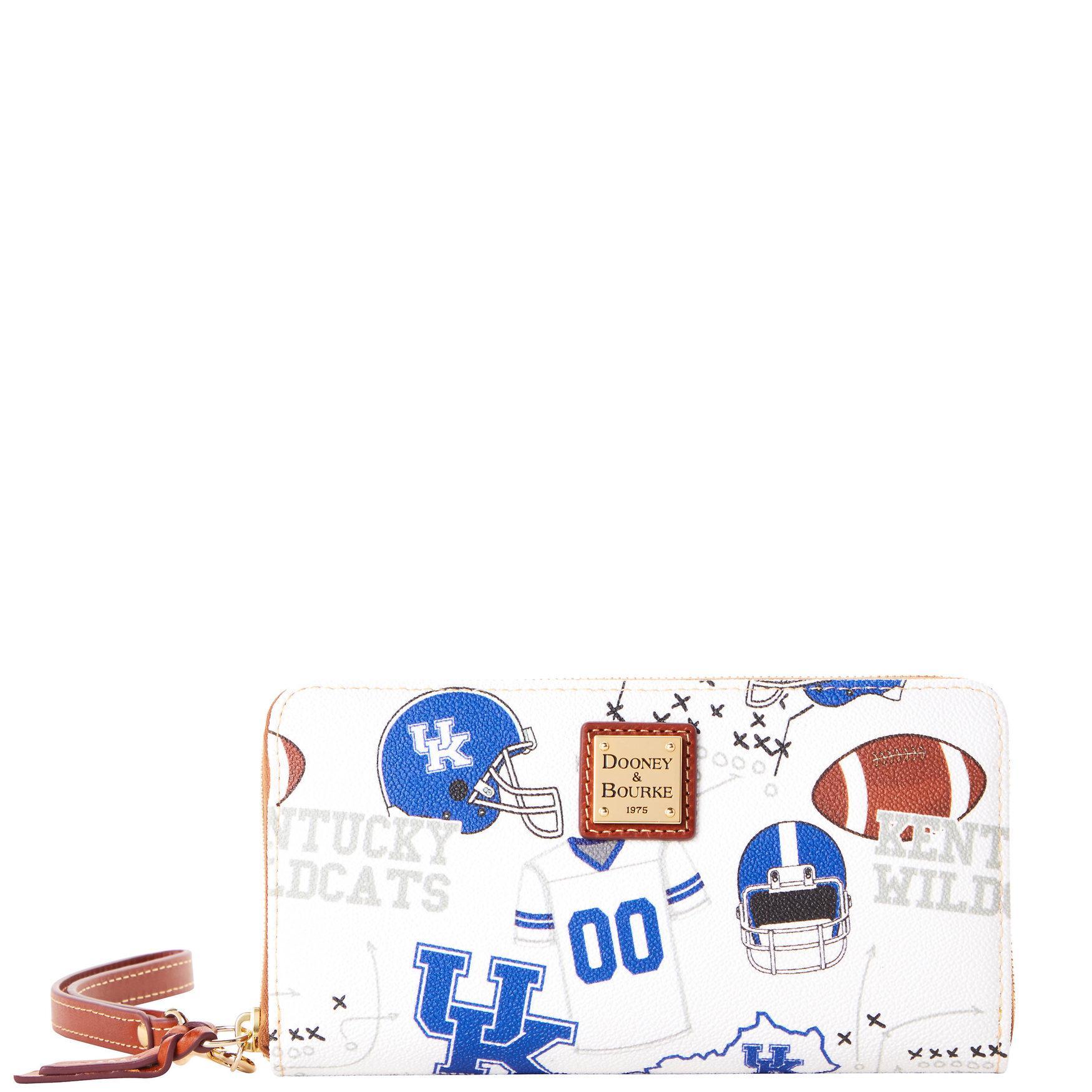 Dooney & Bourke Womens Collegiate University of Kentucky Large Zip Around Coated Cotton Wristlet in White Multi Product Image