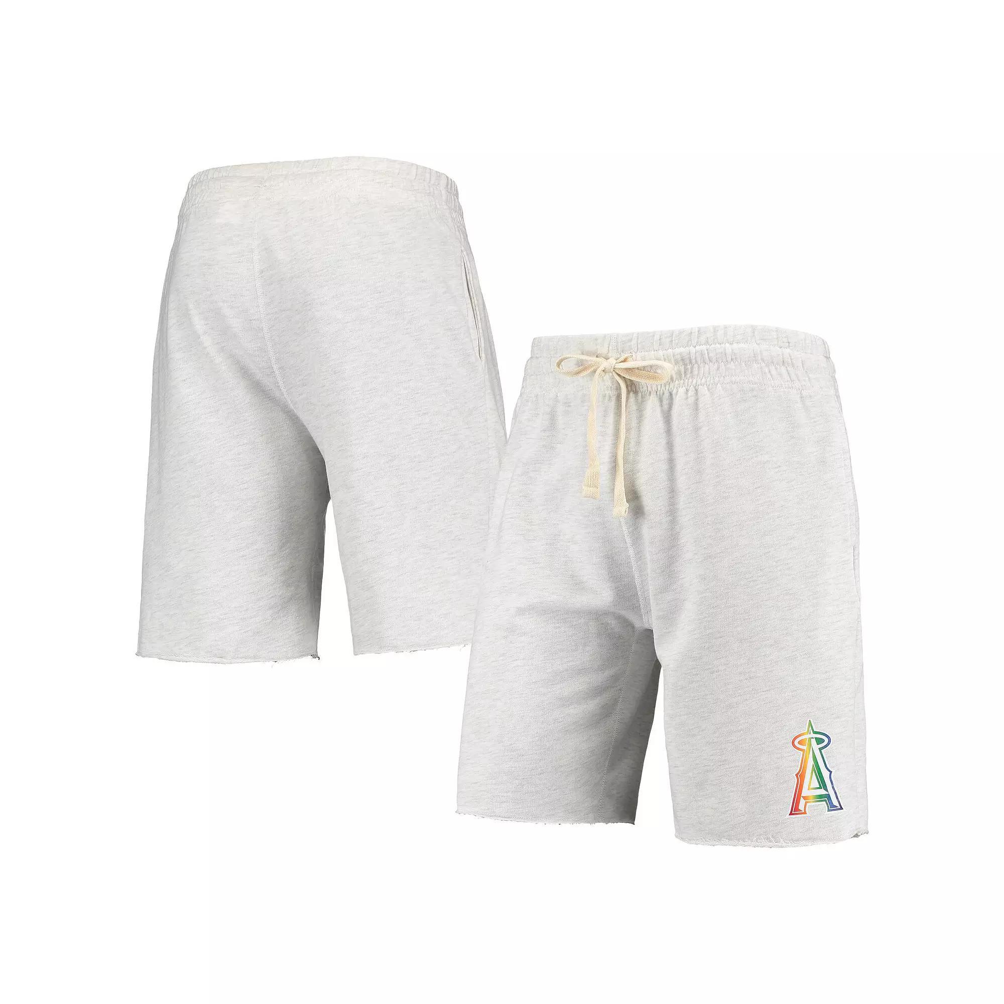 Men's Concepts Sport Oatmeal Los Angeles Angels Mainstream Logo Terry Tri-Blend Shorts, Size: Large, Team Product Image