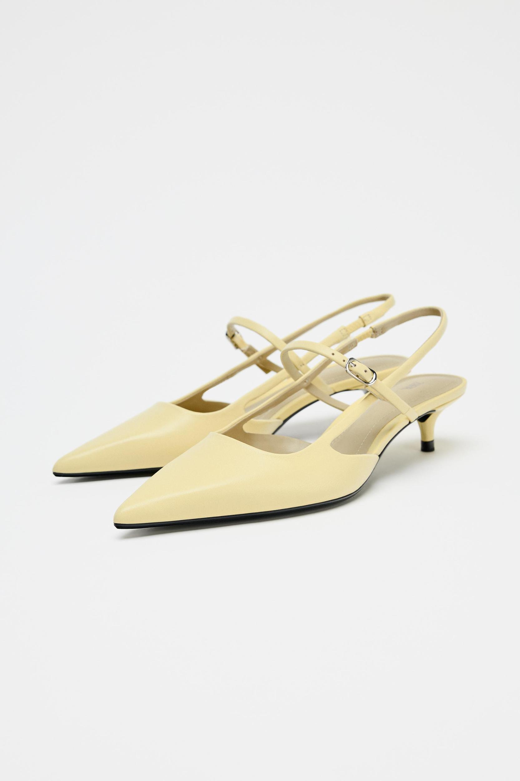 LEATHER KITTEN HEEL SLINGBACKS Product Image