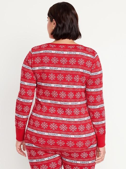 Printed Waffle Pajama Top for Women Product Image